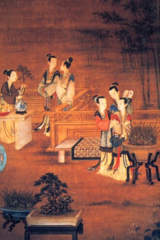 明朝宫廷仕女，由一位不知名艺术家创作，c.公元1580年。