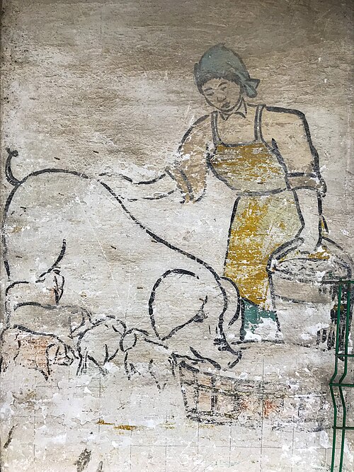 位于上海市浦东新区新场镇坦东村连南的大跃进时期宣传画（1960年）