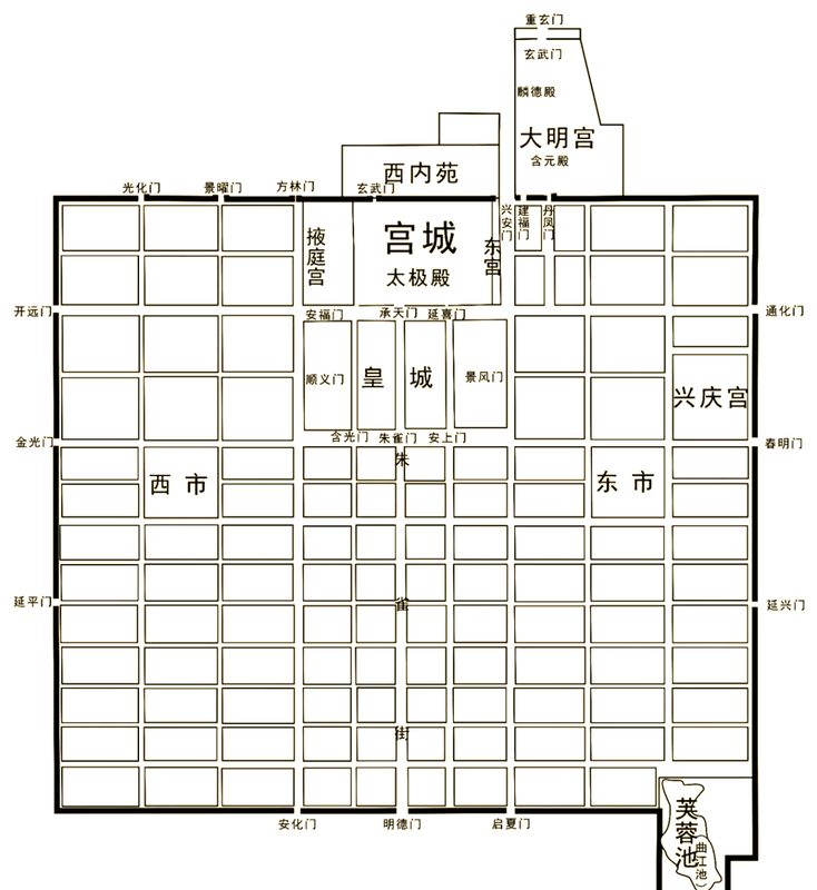 唐朝长安城平面图