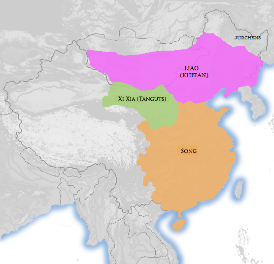 贞观十一年（1111年），西夏与辽国、北宋等三国疆域