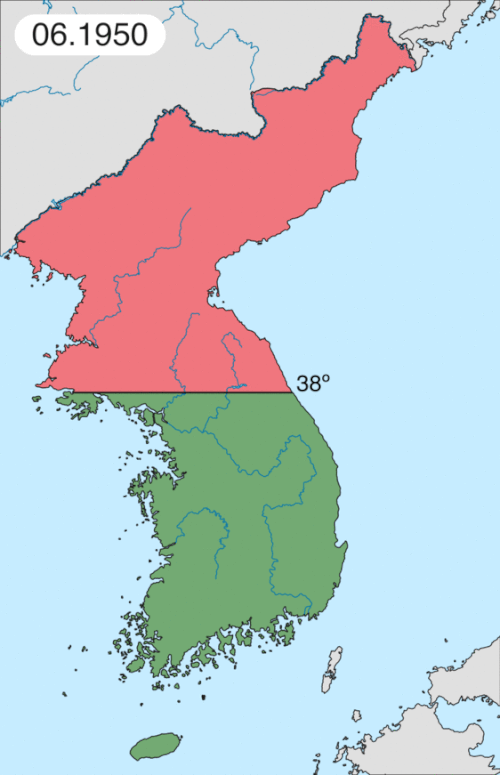 1950年－1953年朝鲜战争形势图