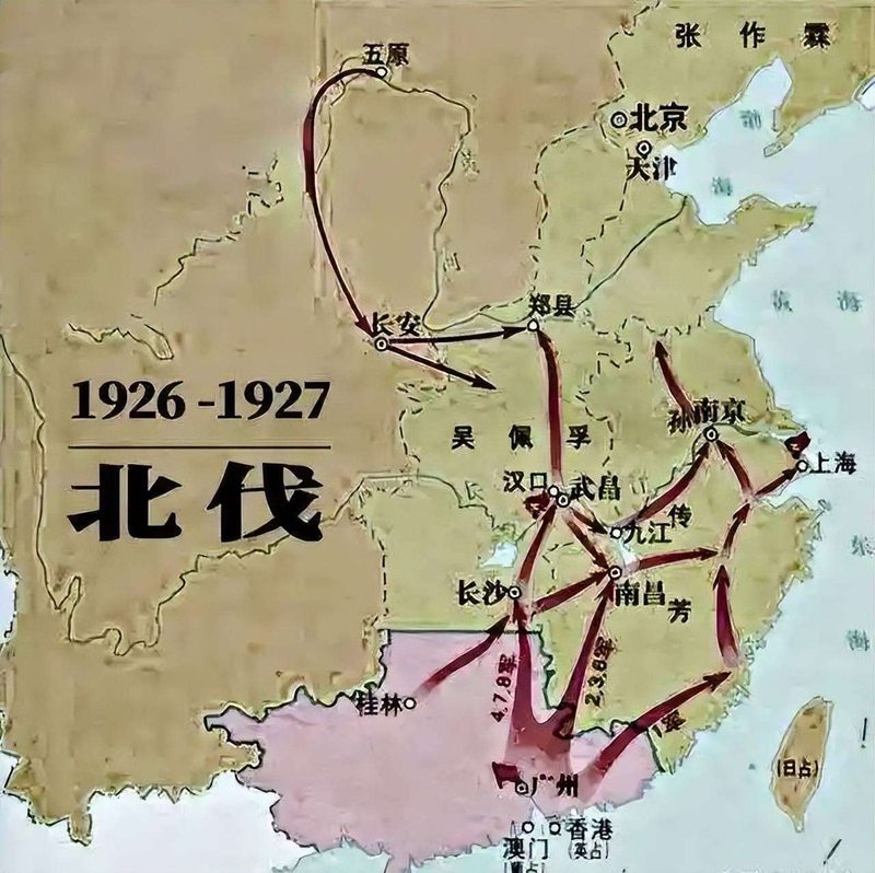 北伐战争形势图