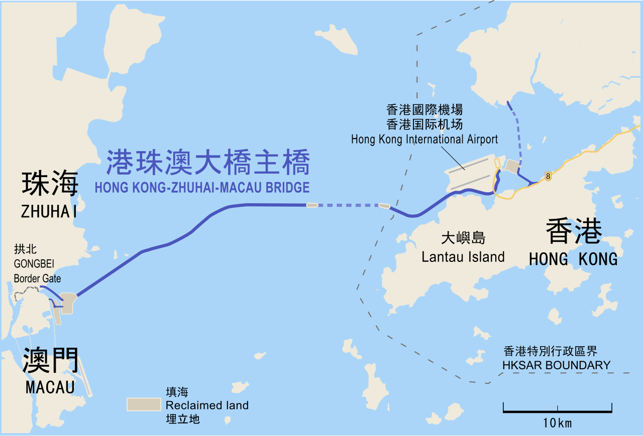 ​港珠澳大桥主桥（HZMB）与海底隧道路线