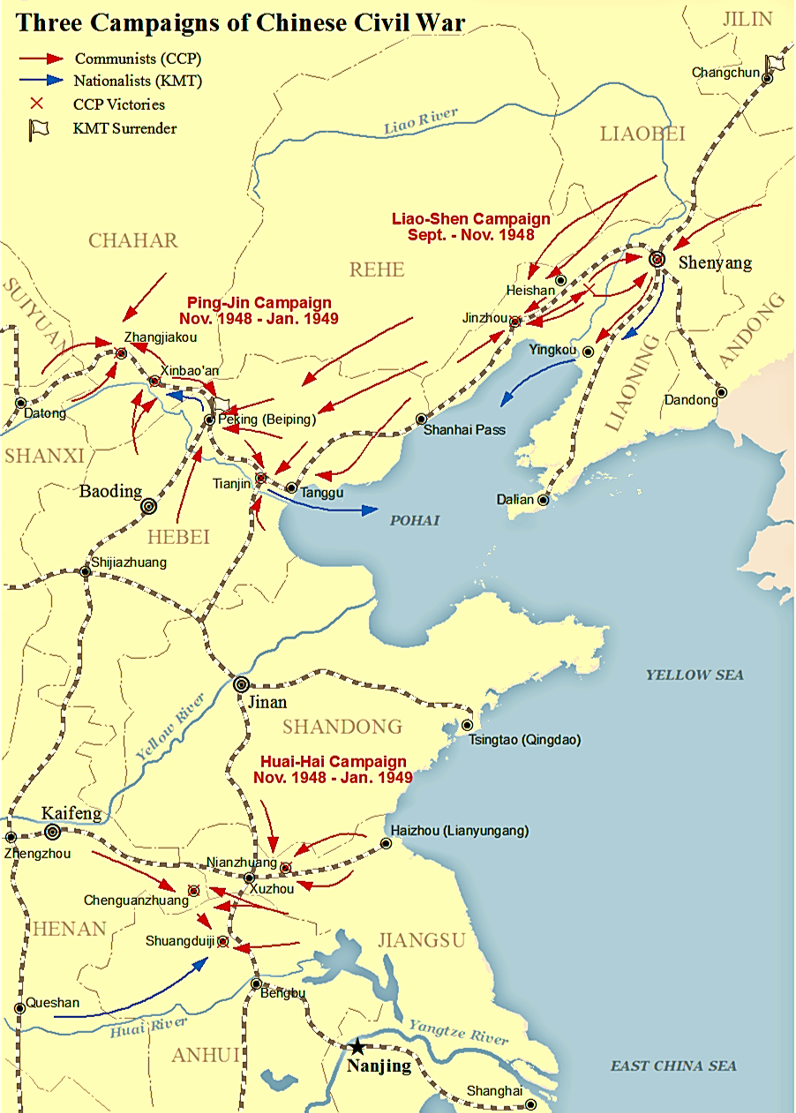 The three military campaigns done by the CCP from 1948-1949