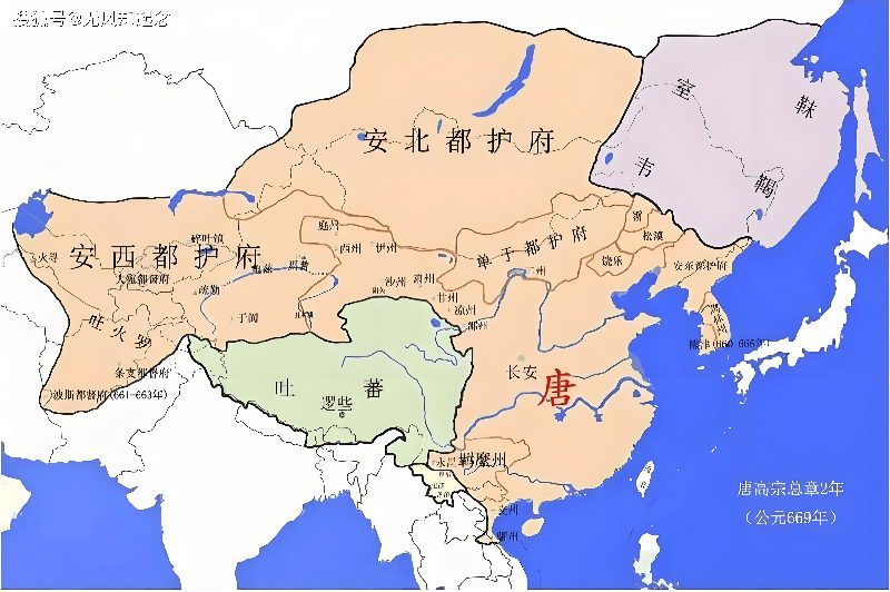 唐朝前期疆域和边疆各族的分布图（669年）