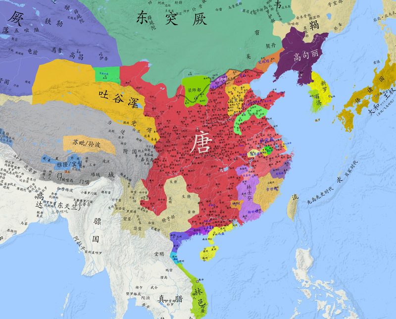 唐朝前期疆域和边疆各族的分布图