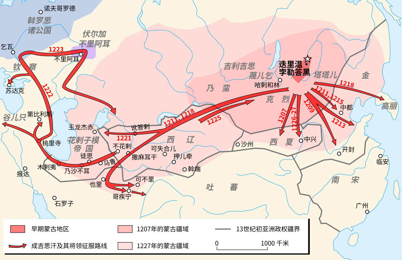 Mongol Empire, 13th century