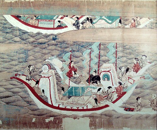 《东正殿绘卷》中描绘的日本驻唐朝大使馆，1298 年