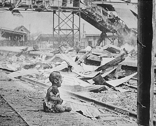 Propaganda photos "China Doll" and "Shanghai South Railway Station after Japanes