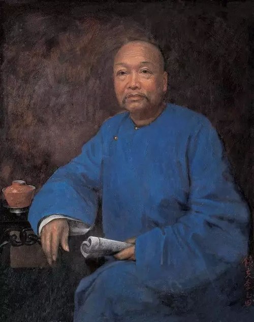 "Portrait of Kang Youwei" 1904, Li Tiefu, oil on canvas, 70.7×56cm